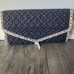 Quilted Navy Travel Jewelry Or Makeup Organizer